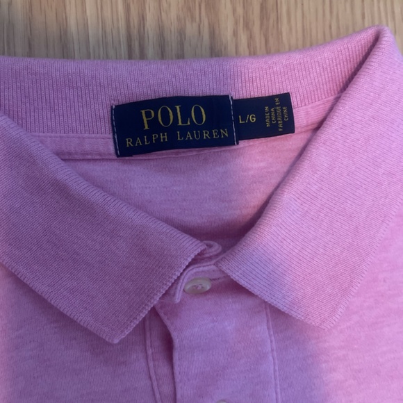 Polo Ralph Lauren Light Pink On Pink Logo Short Sleeve Cotton Collared Shirt - Picture 6 of 7